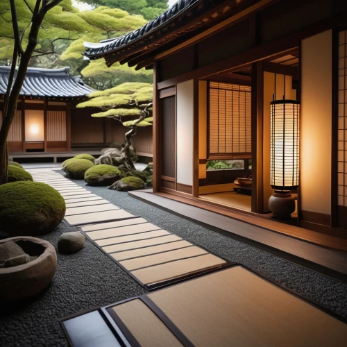 japanese-style room,ryokan,ryokans,teahouses,japanese zen garden,tea ceremony,zen garden,teahouse,japanese garden ornament,japanese style,japon,tatami,japanese art,shoin,gion,chanoyu,dojo,asian architecture,japan garden,japanese paper lanterns,Illustration,Retro,Retro 14