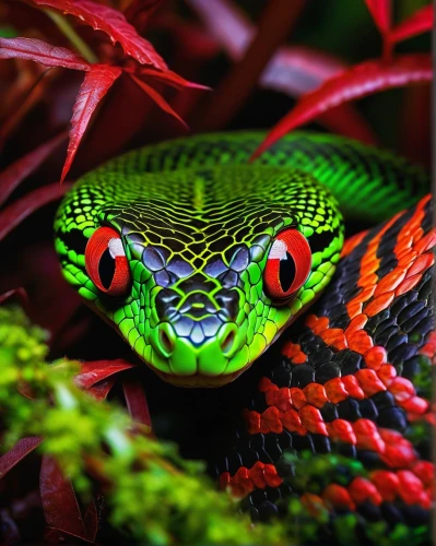 vipera,liophis,pitviper,green python,morelia viridis,herpetofauna,pelophylax,lagarto,red and green,nonvenomous,guttatus,auratus,reticulatus,lampropeltis,bengalensis,garter snake,male portrait,spiralfrog,sidik,ameiva,Illustration,Realistic Fantasy,Realistic Fantasy 03