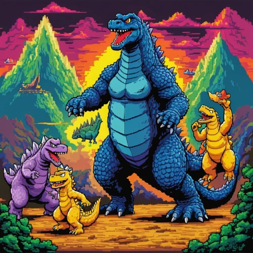 kaijuka,ladinos,dinos,dinosaurs,pixel art,godzilla,dinosaur line,dinosauria,ohana,dinotopia,game art,evolutions,dinosaruio,dinosaurios,cretaceous,raptors,dinosaurian,game illustration,reignited,rexes,Unique,Pixel,Pixel 05