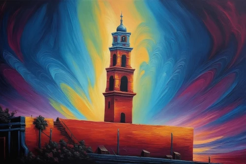 church painting,steeple,black church,nauvoo,eglise,kerk,hildebrandt,church faith,saint mark,the black church,sennikov,murano lighthouse,campanile,fredric church,faro,shandon,church of christ,ecclesiastic,wooden church,igreja,Illustration,Realistic Fantasy,Realistic Fantasy 25