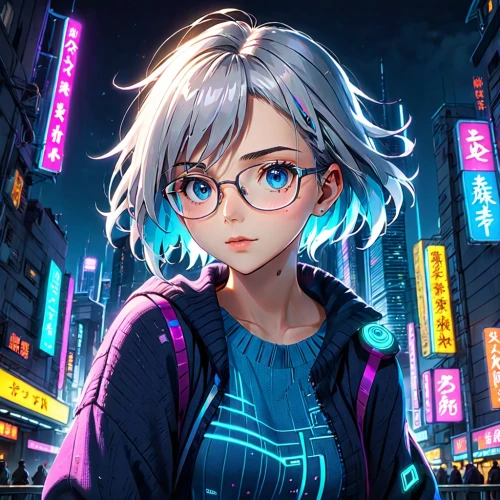 mirai,city ​​portrait,megane,tokyo city,shibuya,cityscape,fuki,ikebukuro,vector girl,piko,onitsuka,colorful city,rei,shinjuku,hikari,akiba,cyan,cyber glasses,persona,nanami,Anime,Anime,Realistic