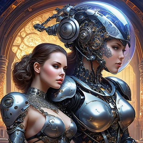 automatons,steampunk,cyberangels,sci fiction illustration,cuirasses,biomechanical,priestesses,cybernetic,matriarchs,cybernetically,fantasy art,noblewomen,fembots,armors,sorceresses,cybernetics,enchanters,cyborgs,cuirass,steampunk gears,Conceptual Art,Sci-Fi,Sci-Fi 19