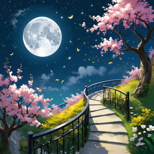 japanese sakura background,the cherry blossoms,cherry trees,cherry blossoms,sakura background,cherry blossom tree,springtime background,cherry tree,landscape background,cherry blossom,spring background,hanami,japanese cherry trees,moonlit night,blossom tree,sakura tree,japanese cherry blossoms,sakura trees,cold cherry blossoms,takato cherry blossoms,Unique,Design,Sticker