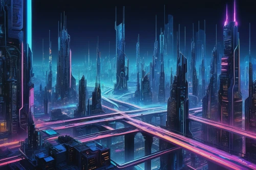 futuristic landscape,cybercity,cybertown,cityscape,metropolis,coruscant,cyberpunk,cyberia,cyberworld,fantasy city,synth,cyberport,futuristic,cyberscene,polara,microdistrict,scifi,areopolis,sci - fi,cities,Illustration,Japanese style,Japanese Style 14