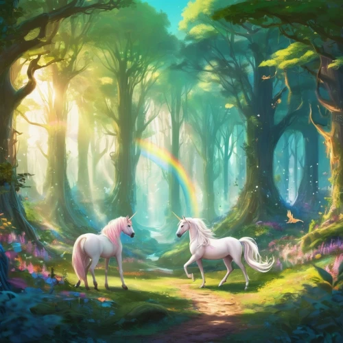 unicorn background,unicorn and rainbow,unicorn art,fairy forest,unicorns,fantasy picture,spring unicorn,elven forest,rainbow unicorn,unicorn,fairyland,licorne,fairy world,pegasi,ponies,pony farm,pegasys,fairytale forest,fantasy landscape,enchanted forest,Conceptual Art,Fantasy,Fantasy 02