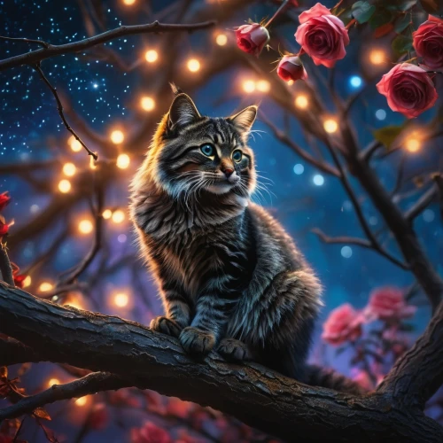 blossom kitten,cute cat,christmas cat,cat vector,cat on a blue background,maincoon,tabby kitten,kittani,flower cat,cats in tree,fantasy picture,felino,kitten,cat,firecat,romantic portrait,twinkling,kittenish,kittelsen,cat image,Photography,General,Fantasy