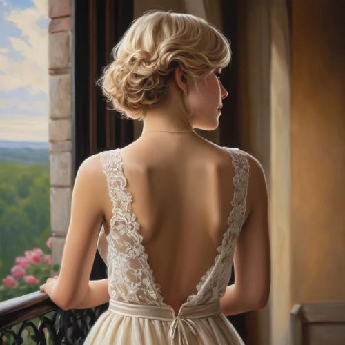 bridal gown,blonde in wedding dress,wedding gown,wedding dress,bridal dress,wedding dresses,girl in a long dress from the back,maxon,evening dress,ballgown,ball gown,sposa,bridal,wedding dress train,updo,romantic portrait,dressmaker,bridal jewelry,backless,hochzeit,Conceptual Art,Fantasy,Fantasy 13