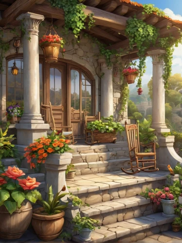 balcony garden,home landscape,terrasse,sylvania,roof landscape,terrace,garden bench,butterfields,summer cottage,flower shop,pergola,cottage garden,flower boxes,idyllic,flower stand,springtime background,climbing garden,alpine village,kinkade,bloomgarden,Unique,Pixel,Pixel 05