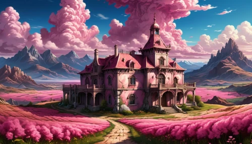 fantasy landscape,witch's house,fairy tale castle,free land-rose,landscape rose,fairy village,fantasy picture,mushroom landscape,purple landscape,calydonian,fairy chimney,knight's castle,fairytale castle,fairy house,fantasy world,fairy world,kinkade,fantasy city,mountain settlement,3d fantasy,Conceptual Art,Fantasy,Fantasy 27