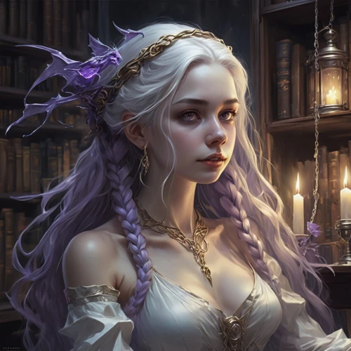 fantasy portrait,violet head elf,librarian,liliana,fantasy art,candlemaker,ellinor,fantasy picture,etain,vestal,llyra,innkeeper,zodiac sign libra,deirdre,sorceresses,arcanjo,sorceress,behenna,elenore,morwen,Conceptual Art,Fantasy,Fantasy 01