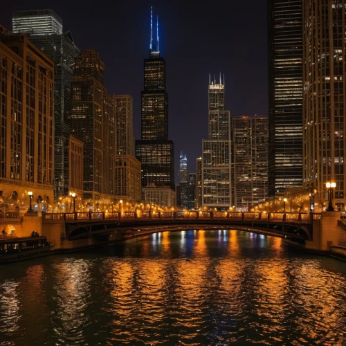 chicago night,chicago skyline,chicago,chicagoan,metra,chicagoland,detriot,city at night,streeterville,tribute in lights,dusable,sears tower,dearborn,chicago theatre,financial district,illinois,night lights,mke,city lights,night view,Art,Classical Oil Painting,Classical Oil Painting 22
