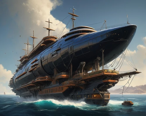 skyship,sea fantasy,caravel,carrack,galleon,merchantman,bathysphere,airships,releasespublications,privateering,airship,whaleship,rorqual,atlanticus,buccaneering,spelljammer,aquitania,shipbroker,megaships,ship releases,Conceptual Art,Sci-Fi,Sci-Fi 01