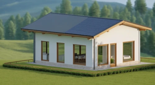 miniature house,small house,grass roof,3d rendering,passivhaus,greenhut,little house,solar photovoltaic,small cabin,3d render,electrohome,homebuilding,smart home,frame house,smart house,sketchup,cubic house,render,solar battery,energy efficiency,Photography,General,Realistic