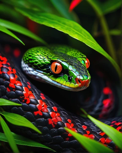 vipera,liophis,green python,pitviper,lampropeltis,fire red eyes,morelia viridis,nonvenomous,red eyes,pantanal,reticulatus,venomous snake,pantherophis,auratus,bengalensis,lagarto,slithered,keelback,herpetofauna,sidik,Illustration,Realistic Fantasy,Realistic Fantasy 03