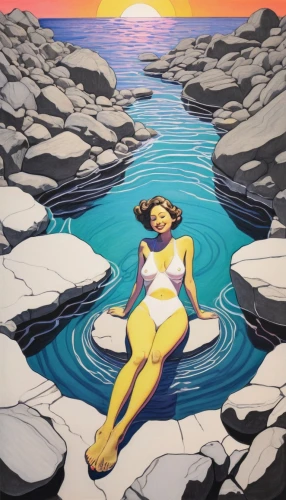 tretchikoff,amphitrite,welliver,jasinski,naiad,oshun,sea beach-marigold,nereid,promethea,xanthophylls,cool pop art,inanna,sirene,kanigher,art deco woman,lampedusa,nereids,the sea maid,nunavut,the blonde in the river,Illustration,Black and White,Black and White 26