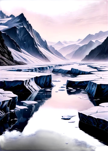 ice landscape,glacial lake,icesheets,icefield,glacier,arctic,icefields,glaciations,ice planet,the glacier,glaciers,glacial melt,nordland,ice floes,icefjord,virtual landscape,frozen lake,ice floe,glacial,icewind,Illustration,Black and White,Black and White 30