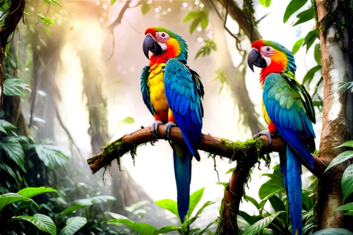 macaws,macaws of south america,macaws blue gold,couple macaw,macaws on black background,tropical birds,blue macaws,colorful birds,parrots,parrot couple,toucans,rare parrots,passerine parrots,macaw,conures,rainbow lorikeets,blue and yellow macaw,sunbirds,kingfishers,scarlet macaw,Illustration,Abstract Fantasy,Abstract Fantasy 23