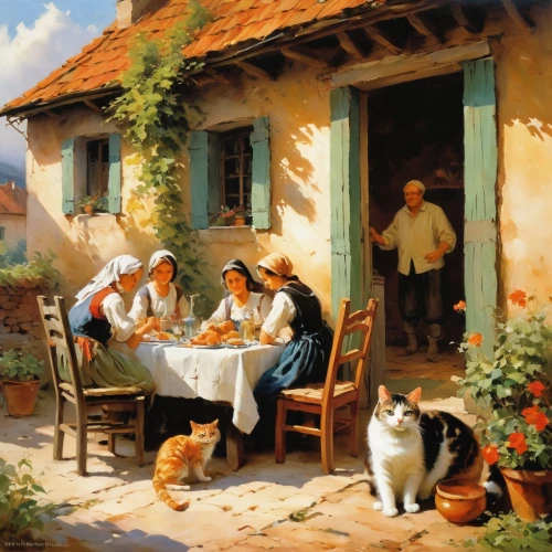 trattorias,trattoria,provencale,mostovoy,ristorante,pittura,italian painter,cucina,sellers,provencal,bistrot,serenata,bosniaks,provender,moldavians,restaurant,bistro,agricultural scene,osteria,idyll,Conceptual Art,Oil color,Oil Color 03