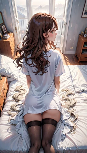 kumiko,fukawa,fujiko,windowsill,bedroom window,bedroom,morning illusion,hanji,window sill,euphonious,waking,morning light,lying down,oversleep,hoshihananomia,asahina,hikikomori,sleepwalked,stockings,kawakami,Anime,Anime,General