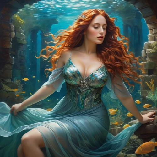 amphitrite,fantasy picture,celtic woman,merfolk,naiad,mermaid background,fantasy art,nereids,fathom,sirena,underwater background,nereid,atlantica,ariel,the sea maid,water nymph,melusine,ophelia,fantasy portrait,fantasy woman,Art,Artistic Painting,Artistic Painting 21