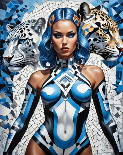 lilandra,panthera,blue tiger,tigress,derivable,leos,bodypaint,bluefire,cheetor,macan,cyberforce,promethea,body painting,diamond zebra,liara,metron,bodypainting,mystique,fantasy art,kitana,Art,Artistic Painting,Artistic Painting 45