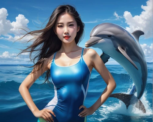 girl with a dolphin,dolphin background,dolphin rider,dolphin show,dolphin,mermaid background,oceanic dolphins,bottlenose,jolin,trainer with dolphin,dolphins,cetacean,dolphin swimming,cetacea,giant dolphin,dauphins,two dolphins,dolphins in water,delphinus,world digital painting,Conceptual Art,Fantasy,Fantasy 03