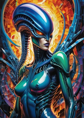 alien warrior,andromeda,hela,guyver,xeno,tsuneo,lilandra,witchblade,caiera,promethea,deathbird,kerrii,mantis,madelyne,saturnyne,sci fiction illustration,cyberangels,nova,amora,gynoid,Art,Artistic Painting,Artistic Painting 45