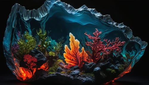 aquacultural,coral reef,chihuly,colorful glass,terrarium,reef tank,elemental,aquarium,underwater landscape,colorful water,lava,underwater background,seaquarium,clavulina,water display,fractal environment,slag glass,colored rock,aquariums,coral,Photography,Artistic Photography,Artistic Photography 02