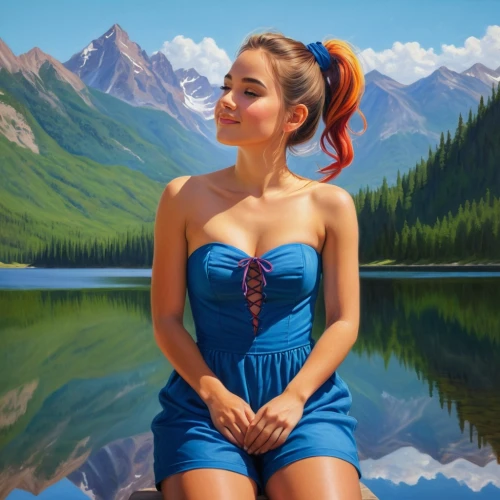 pin-up girl,retro pin up girl,pin up girl,chunli,pin-up girls,retro pin up girls,pin-up model,vidya,shailene,world digital painting,blue dress,pin up girls,anfisa,mongolian girl,armenian,blue painting,girl on the river,water nymph,bodypainting,bodypaint,Illustration,Paper based,Paper Based 01