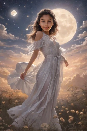 fantasy picture,mystical portrait of a girl,moonchild,moonbeams,moondance,moonstruck,moonshadow,wilkenfeld,moonbeam,the girl in nightie,margairaz,celtic woman,moonwalked,moonlit,nightdress,moonshining,moon phase,moonflower,moonlit night,diwata