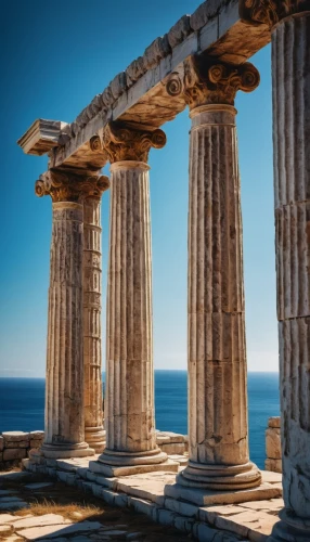 doric columns,temple of poseidon,greek temple,erechtheus,erechtheion,roman columns,chersonesos,temple of hercules,pillars,columns,doric,herakleion,three pillars,hellas,artemis temple,hellenic,kythnos,temple of diana,laodicea,leptis,Illustration,Abstract Fantasy,Abstract Fantasy 14