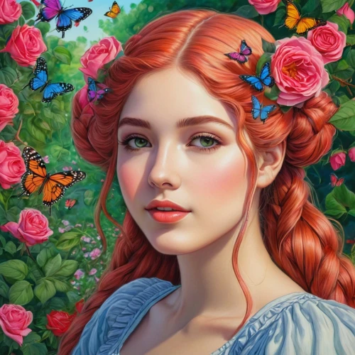 fantasy portrait,rose flower illustration,rosa 'the fairy,disney rose,margairaz,fantasy art,diwata,principessa,fantasy picture,fairy tale character,romantic portrait,persephone,rose wreath,flora,dossi,flower fairy,world digital painting,girl in flowers,rosa ' the fairy,cinderella,Illustration,Black and White,Black and White 16