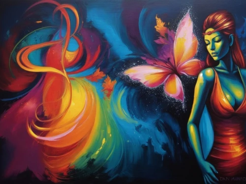 passion butterfly,ulysses butterfly,butterfly effect,grafite,neon body painting,oil painting on canvas,bodypainting,vibrantly,welin,aurora butterfly,art painting,graffiti art,bird of paradise,pintura,spray paint,glass painting,body painting,butterfly background,fantasy art,morphos,Illustration,Realistic Fantasy,Realistic Fantasy 25