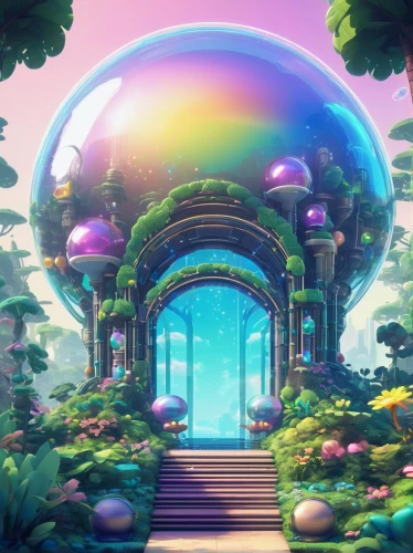 fairy world,prism ball,mushroom landscape,3d fantasy,ozma,fairyland,wonderlands,futuristic landscape,arbor,fantasy world,topia,ecotopia,shader,dreamlands,fairy village,paradisus,dream world,fantasy landscape,organica,kaleidoscape,Unique,Pixel,Pixel 02