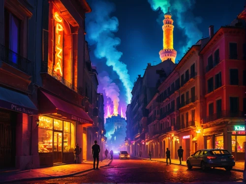 shanghai disney,agrabah,disneyfied,colorful city,fantasyland,disneyland paris,martre,eurodisney,tokyo disneysea,fantasy city,townscapes,aladdin,cartoon video game background,riad,walt disney world,world digital painting,disney world,disneyland park,night scene,scummvm,Conceptual Art,Sci-Fi,Sci-Fi 12