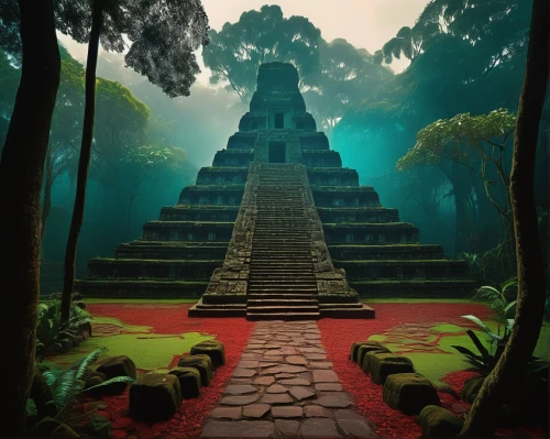 tikal,step pyramid,azteca,aztecas,pakal,pyramid,aztec,eastern pyramid,ziggurat,chichen itza,mypyramid,yavin,stone pyramid,calakmul,pyramids,pyramide,mesoamerican,amazonica,mayan,palenque,Illustration,American Style,American Style 01