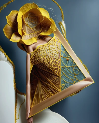 deformations,gradient mesh,plethysmograph,gold flower,headress,low poly,materialise,biomimicry,mortarboards,harp with flowers,trapezius,fabric flower,3d model,pollen,asian conical hat,conical hat,pollina,stitched flower,larynx,polygonal,Illustration,Retro,Retro 08