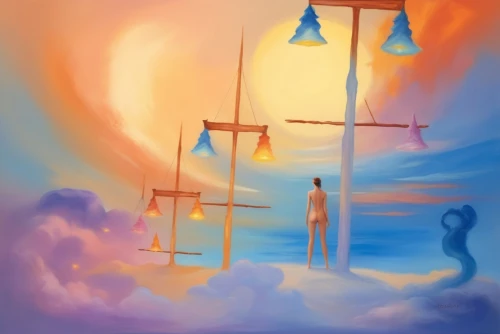 nautical banner,overpainting,heavenly ladder,voladores,sailing boat,sky,easel,world digital painting,skyboxes,silks,skyship,banner set,summer sky,sailboats,sailboat,sailing boats,sailing blue yellow,flagbearers,eckankar,banners,Illustration,Realistic Fantasy,Realistic Fantasy 01