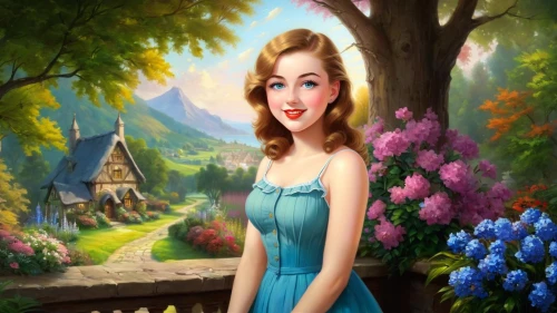 dorthy,maureen o'hara - female,landscape background,disneyfied,fairy tale character,capucine,princess anna,cinderella,spring background,portrait background,springtime background,anarkali,fantasy picture,disney character,background image,madhubala,a charming woman,gwtw,girl in the garden,love background