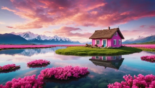 purple landscape,pink grass,home landscape,beautiful landscape,landscape background,splendid colors,summer cottage,landscapes beautiful,lonely house,dreamhouse,beautiful home,colorful background,house with lake,background colorful,lachapelle,meadow landscape,windows wallpaper,little house,nature landscape,house in mountains,Photography,Artistic Photography,Artistic Photography 01