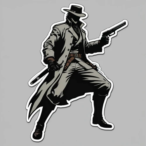 gunslinger,man holding gun and light,django,jigen,cowboy silhouettes,gunfighter,lawman,gruffudd,ranger,rifleman,samourai,darkman,seidensticker,duddell,pardner,bartitsu,sartana,pachuco,gunfighters,lawmen,Unique,Design,Sticker