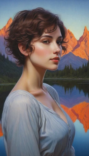 godward,girl on the river,perugini,dennings,hildebrandt,dubbeldam,lacombe,ariadne,cavatina,mystical portrait of a girl,young woman,viveros,la violetta,oil painting on canvas,tripplehorn,winona,unthanks,mignot,ninfa,xanth,Illustration,Black and White,Black and White 28