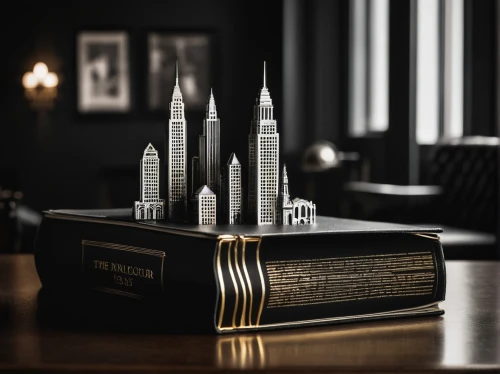 chrysler building,spires,bookend,emaar,toothpicks,cityscapes,city skyline,table lamps,tirith,matchsticks,orthanc,encyclopaedias,magic castle,habtoor,black city,urban towers,lego city,city cities,maquettes,foshay,Photography,Black and white photography,Black and White Photography 08