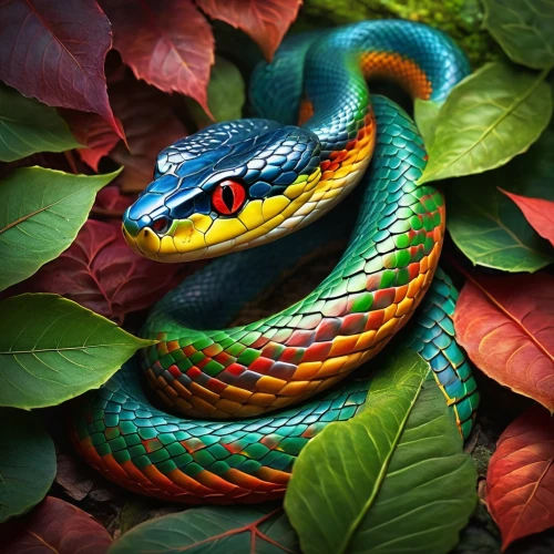 vipera,blue snake,tree snake,trimeresurus,pitviper,green python,green tree snake,lampropeltis,nonvenomous,garter snake,splendor skink,versicolor,venomous snake,serpiente,pantanal,lagarto,liophis,ocellated,herpetofauna,serpent,Illustration,Realistic Fantasy,Realistic Fantasy 01