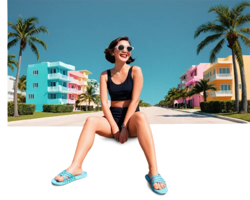 haulover,south beach,derivable,tropico,retro girl,retro woman,beach shoes,miami,3d rendering,compositing,image manipulation,cuba background,holidaymaker,tropical house,hkmiami,renders,miamians,3d render,summer background,bahama,Illustration,Abstract Fantasy,Abstract Fantasy 02