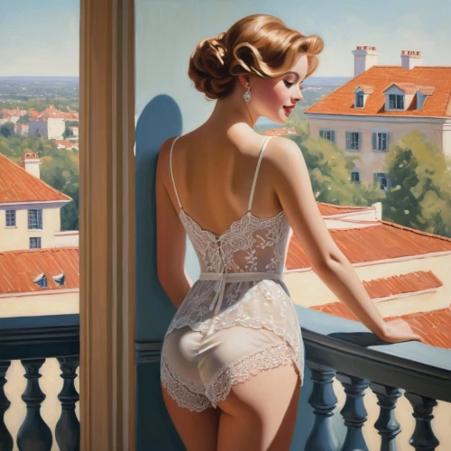 donsky,guenter,whitmore,hildebrandt,schorpen,photorealist,heatherley,vettriano,window sill,windowsill,retro pin up girl,vintage art,rear window,currin,negligees,colsaerts,window cleaner,pin-up girl,hopper,balcony,Photography,Documentary Photography,Documentary Photography 06