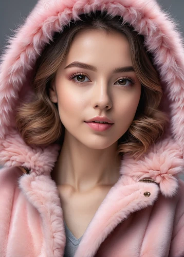 fur coat,fur,animal fur,shearling,derivable,parka,coat color,coat,portrait background,pink beauty,coats,pink background,romantic look,light fur,white fur hat,soft pink,fashion vector,manteau,eskimo,lyuba,Photography,General,Natural