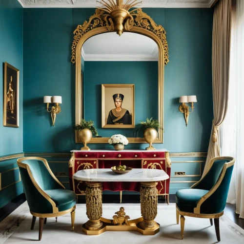 gold stucco frame,gold lacquer,opulent,opulently,baccarat,malplaquet,opulence,blue room,dining room table,ormolu,lanesborough,zoffany,dining table,imperiale,gold paint stroke,fromental,interior decor,lacquered,danish room,interior decoration,Photography,General,Realistic