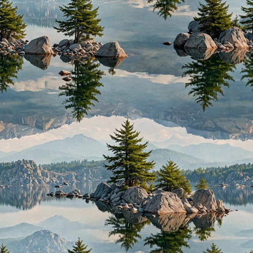 pine trees,cascadia,reflections in water,snowy peaks,reflection in water,skykomish,virtual landscape,panoramas,reflection of the surface of the water,evergreens,reflexed,cascade mountains,mountains,water reflection,fir trees,mirrored,mirror water,coniferous forest,reflections,mount rainier