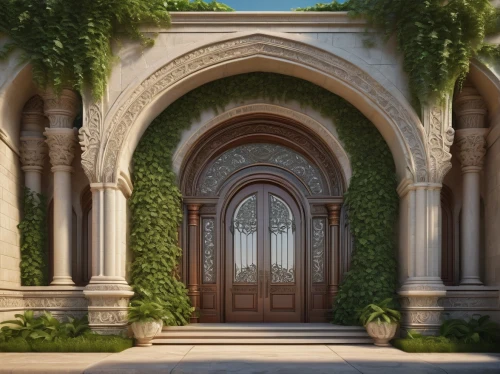 garden door,entryway,portal,archways,doorways,house entrance,doorway,doors,front door,entranceway,rivendell,entryways,entrances,entrada,palladianism,the threshold of the house,pointed arch,entranceways,garden elevation,arbor,Illustration,Realistic Fantasy,Realistic Fantasy 45